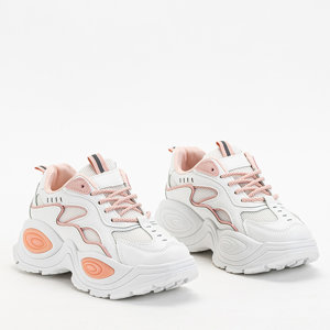 Chaussures de sport à plateforme blanches pour femmes avec empiècements roses Oirana - Footwear