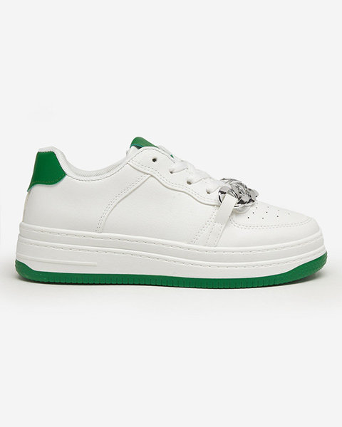 Chaussures de sport blanches et vertes pour femmes baskets avec chaîne Nevito - Footwear
