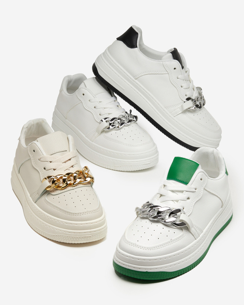 Chaussures de sport blanches et vertes pour femmes baskets avec chaîne Nevito - Footwear