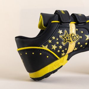 Chaussures de sport pour enfants noires à décorations jaunes Miniel - Footwear
