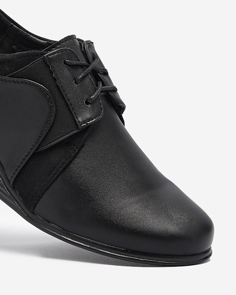 Chaussures noires pour femmes avec semelles compensées à lacets - Chaussures