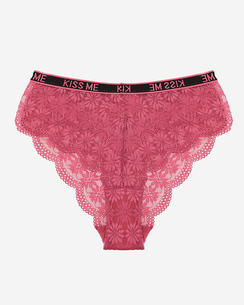 Culotte en dentelle rose foncé pour femme, slip - Sous-vêtements