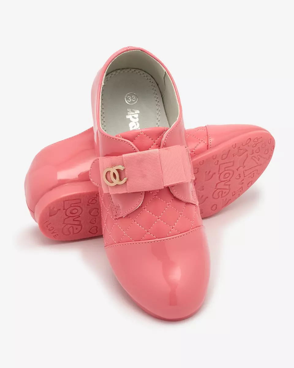 Demi chaussures en cuir écologique matelassé pour filles en rose Werme- Footwear