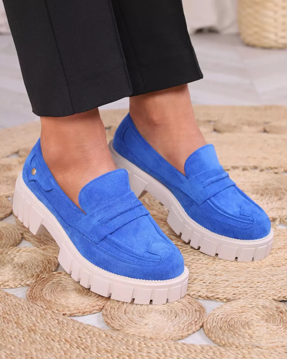 Eco suede cobalt mocassins pour femmes Siherta- Footwear