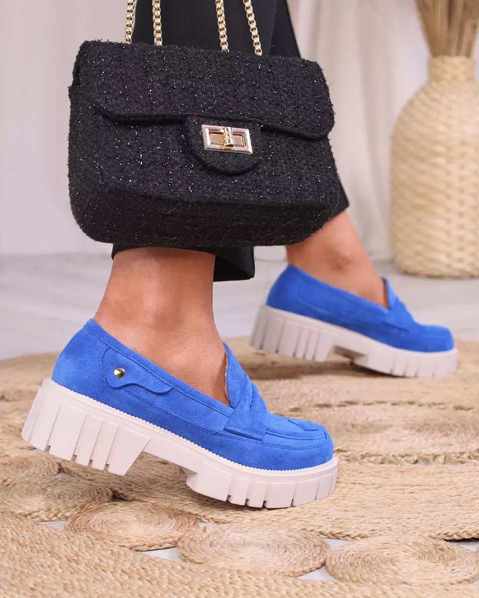 Eco suede cobalt mocassins pour femmes Siherta- Footwear