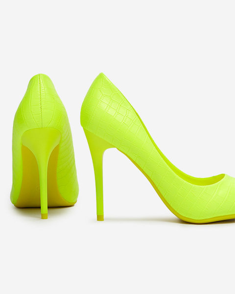 Escarpins à talon aiguille jaune néon pour femmes avec gaufrage Asota - Chaussures