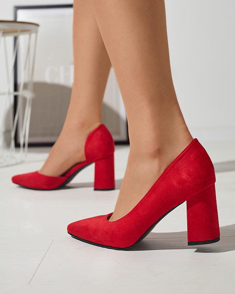 Escarpins à talon en cuir éco-suède pour femmes rouges Lerita - Footwear