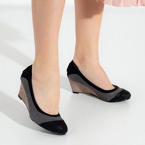 Escarpins compensés femme noirs et gris Linnea - Chaussures