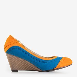Escarpins compensés femme orange et bleu Linnea - Chaussures