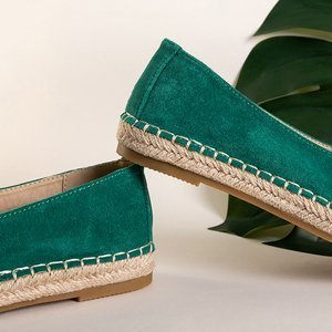 Espadrilles éco-suède vertes pour femmes Silina- Chaussures