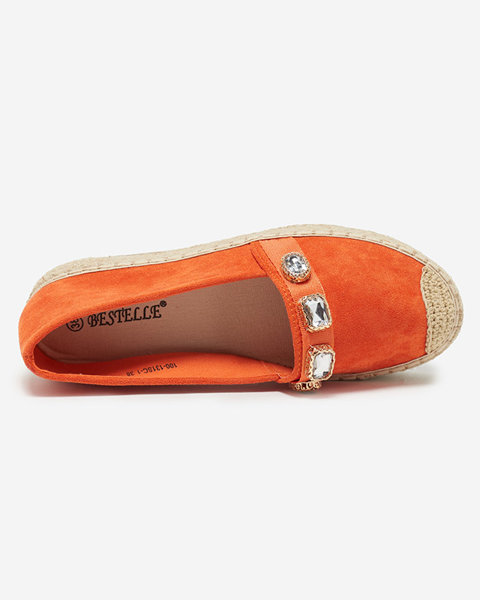 Espadrilles femme orange avec cristaux Fenenna - Chaussures