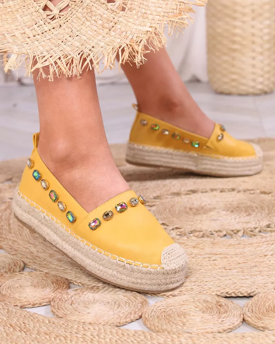 Espadrilles jaunes avec cristaux pour femme Ziennie - Chaussures