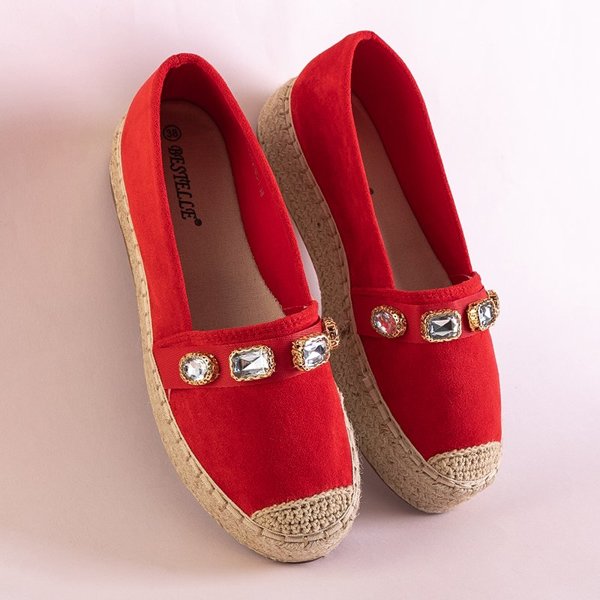 Espadrilles rouges pour femmes avec cristaux Fenenna - Chaussures