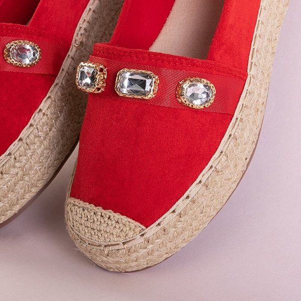 Espadrilles rouges pour femmes avec cristaux Fenenna - Chaussures
