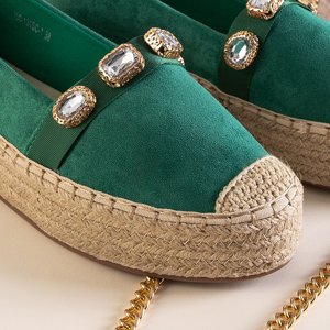 Espadrilles vertes pour femmes avec cristaux Fenenna - Chaussures