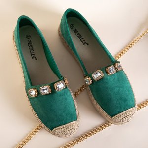 Espadrilles vertes pour femmes avec cristaux Fenenna - Chaussures