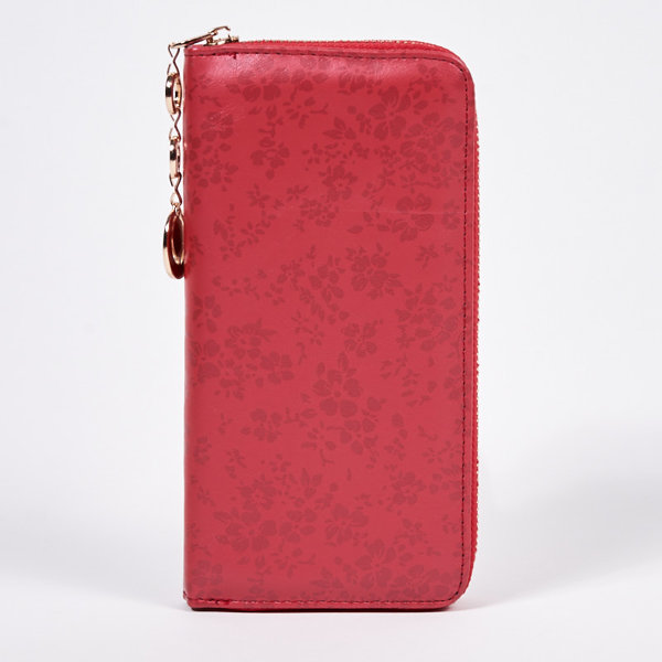 Grand portefeuille en cuir écologique mat à motifs rouge - Accessoires