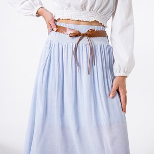 Jupe longue femme bleue en coton - Vêtements