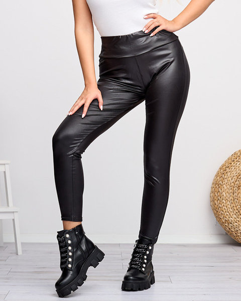 Legging en satin noir pour femme - Vêtements