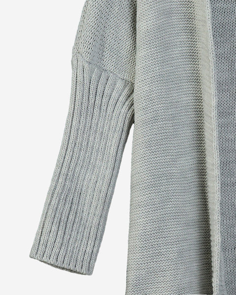 Long cardigan gris clair pour femme avec capuche - Vêtements