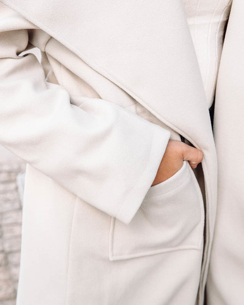 Manteau long sans fermeture pour femme en beige - Vêtements