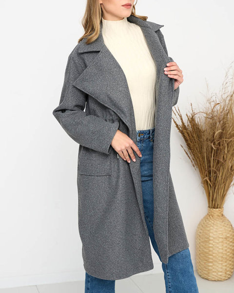 Manteau long sans fermetures pour femmes en gris - Vêtements