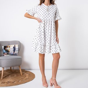 Mini-robe blanche pour femme à pois - Vêtements