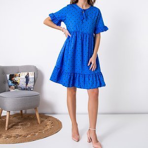 Mini robe femme bleu marine à pois - Vêtements