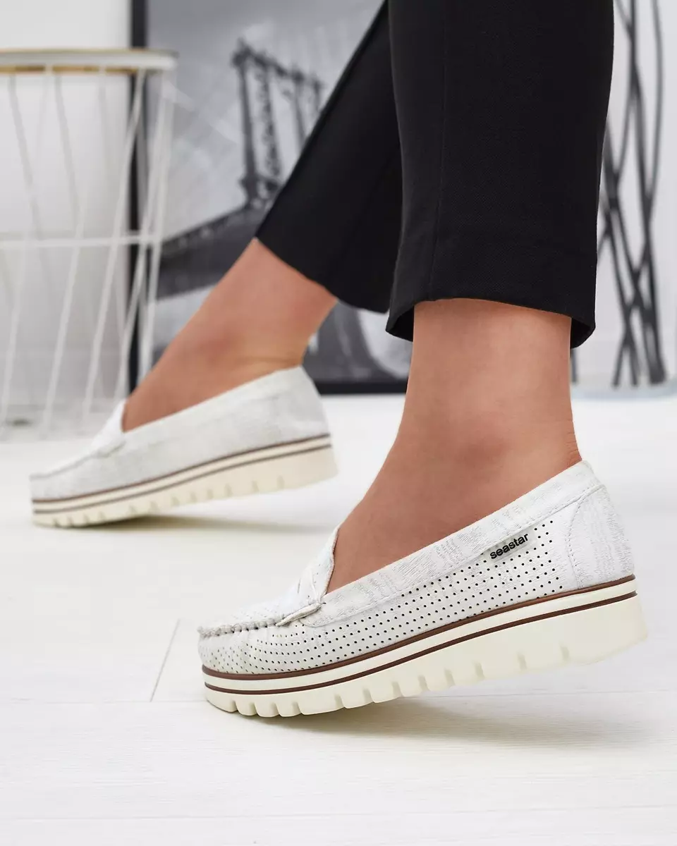 Mocassins blancs pour femme avec finition brillante Metiga - Footwear