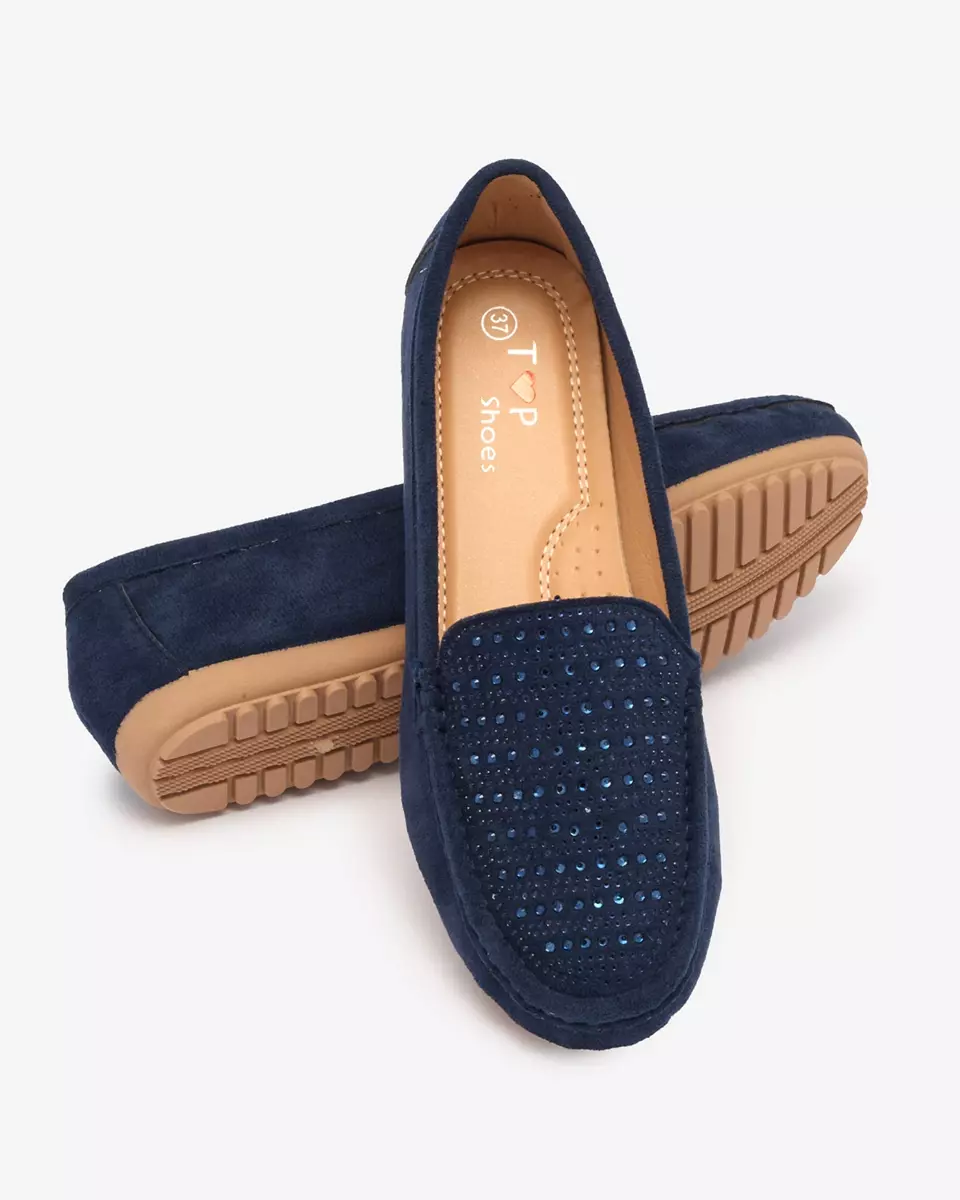 Mocassins bleu marine pour femme avec zircons Bretika - Footwear