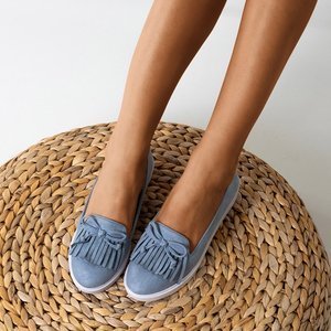 Mocassins bleus femme à pompons et nœud Laureana - Footwear