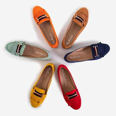 Mocassins femme Moris frangés rouges - Footwear