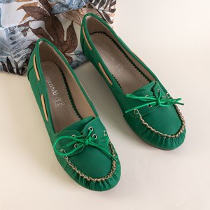 Mocassins femme Norami vert avec reliure - Chaussures