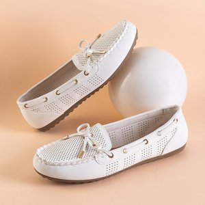Mocassins femme ajourés blancs avec nœud Donatela - Footwear