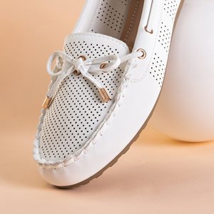 Mocassins femme ajourés blancs avec nœud Donatela - Footwear