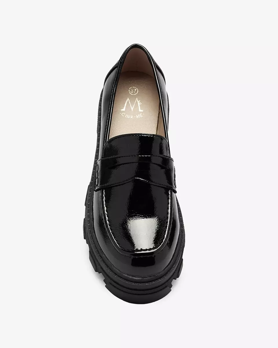 Mocassins laqués sur semelle massive en noir Desila - Chaussures