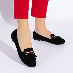 Mocassins noirs pour femmes à franges Moris - Footwear