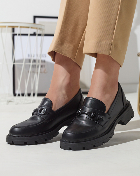 Mocassins noirs pour femmes avec ornement Retitos- Footwear