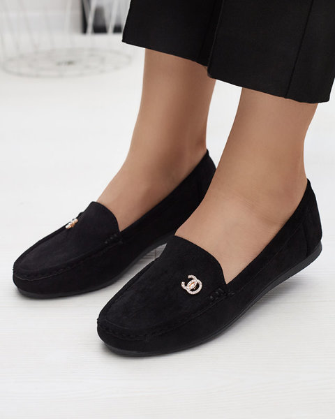 Mocassins noirs pour femmes avec strass Endirmo - Chaussures