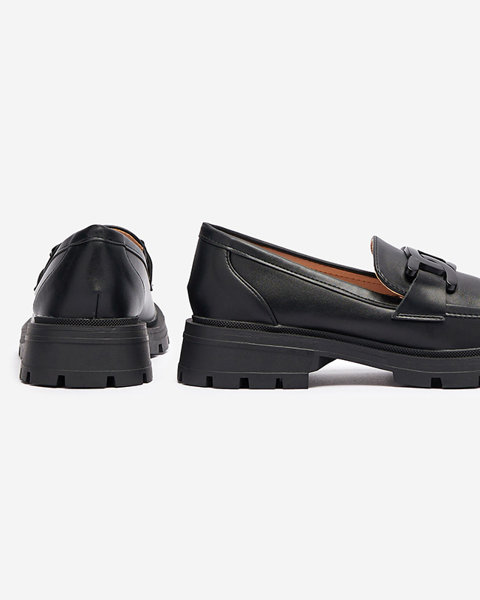 Mocassins pour femmes avec ornement en noir Serhetti- Footwear