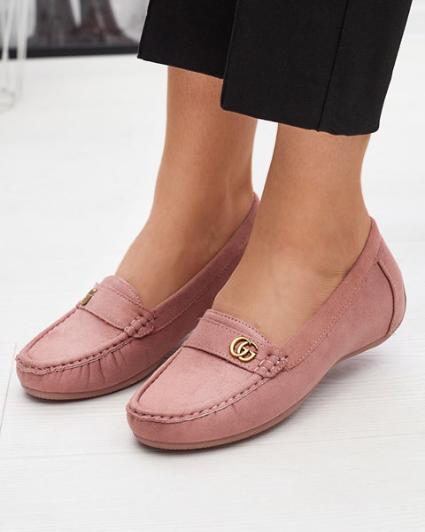 Mocassins roses foncés pour femmes sur une semelle compensée basse recouverte Lemira - Footwear