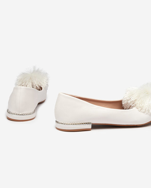 OUTLET Ballerines blanches à pompon pour femme Hesino - Footwear