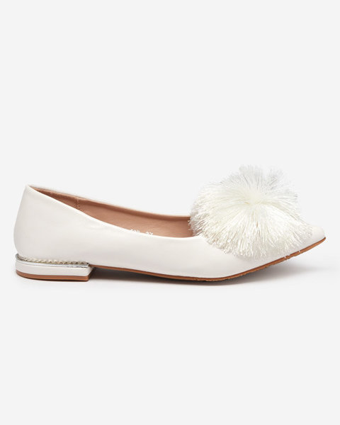 OUTLET Ballerines blanches à pompon pour femme Hesino - Footwear