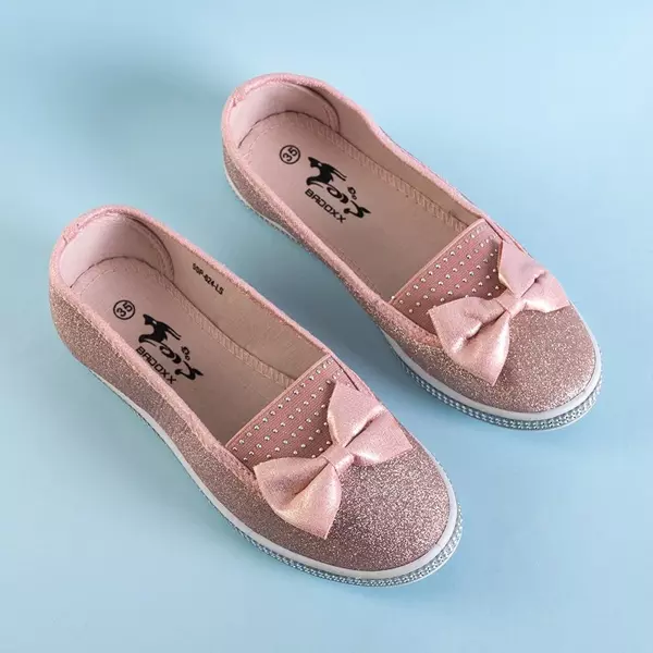 OUTLET Ballerines enfant brocart rose à décor Nolla - Chaussures