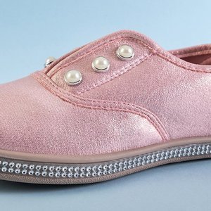 OUTLET Baskets à enfiler pour enfants roses avec perles Merini - Chaussures
