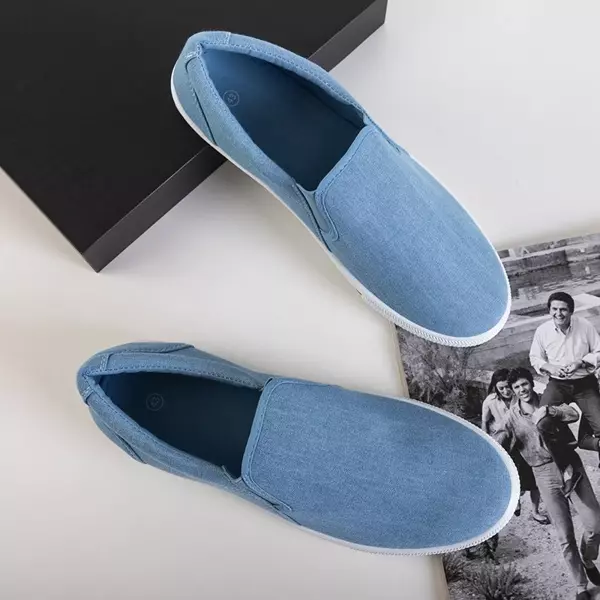 OUTLET Baskets bleues en denim pour homme à enfiler Orian - Chaussures