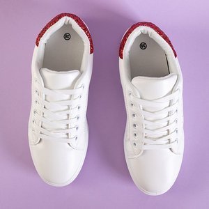 OUTLET Baskets de sport blanches pour femmes avec insert Brasqe rouge - Chaussures