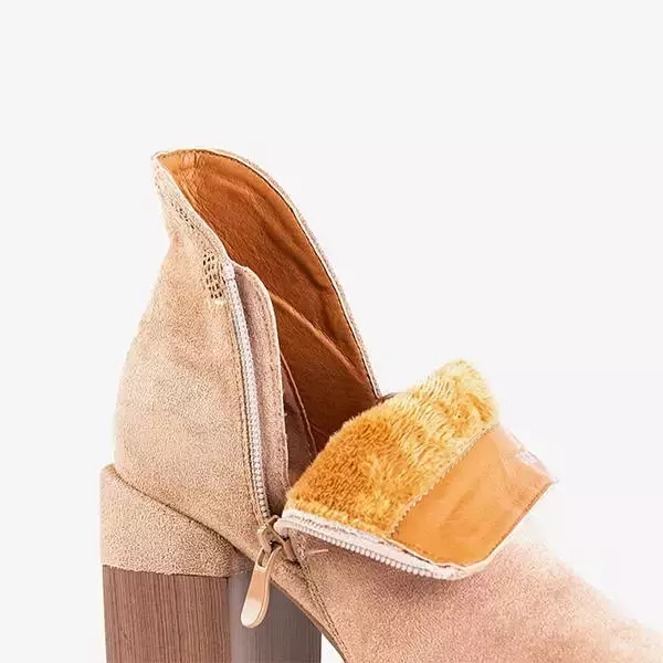 OUTLET Boots marron clair à talons carrés Lemere - Chaussures