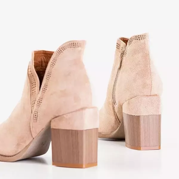 OUTLET Boots marron clair à talons carrés Lemere - Chaussures
