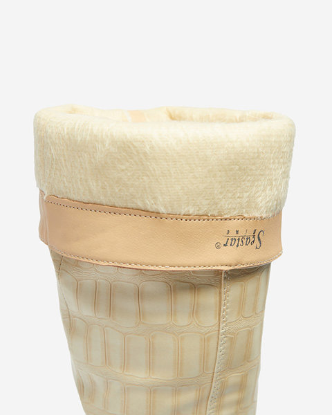 OUTLET Bottes à talon aiguille pour femmes, beige, avec gaufrage Veali- Footwear